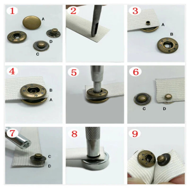 

120Pcs 12.5 Mm Heavy Duty Snap Fasteners Poppers Press Stud Kit Buttons Tools