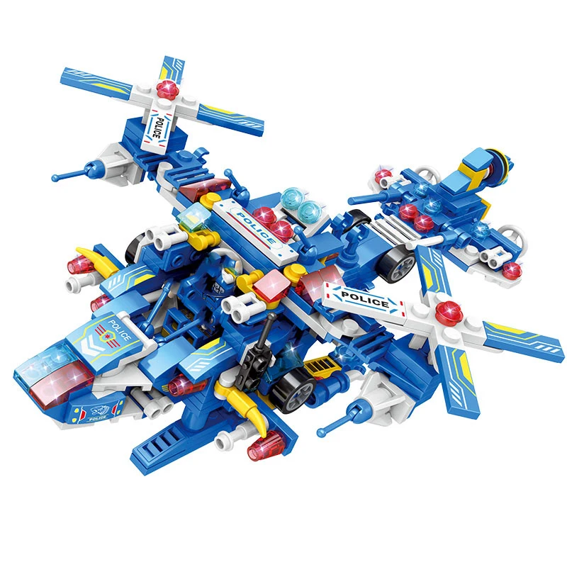 

459+PCS 8 IN 1 City SWAT Armored Plane Building Blocks Military Flying Tank Fighter Model Collectibles for Boys Gifts