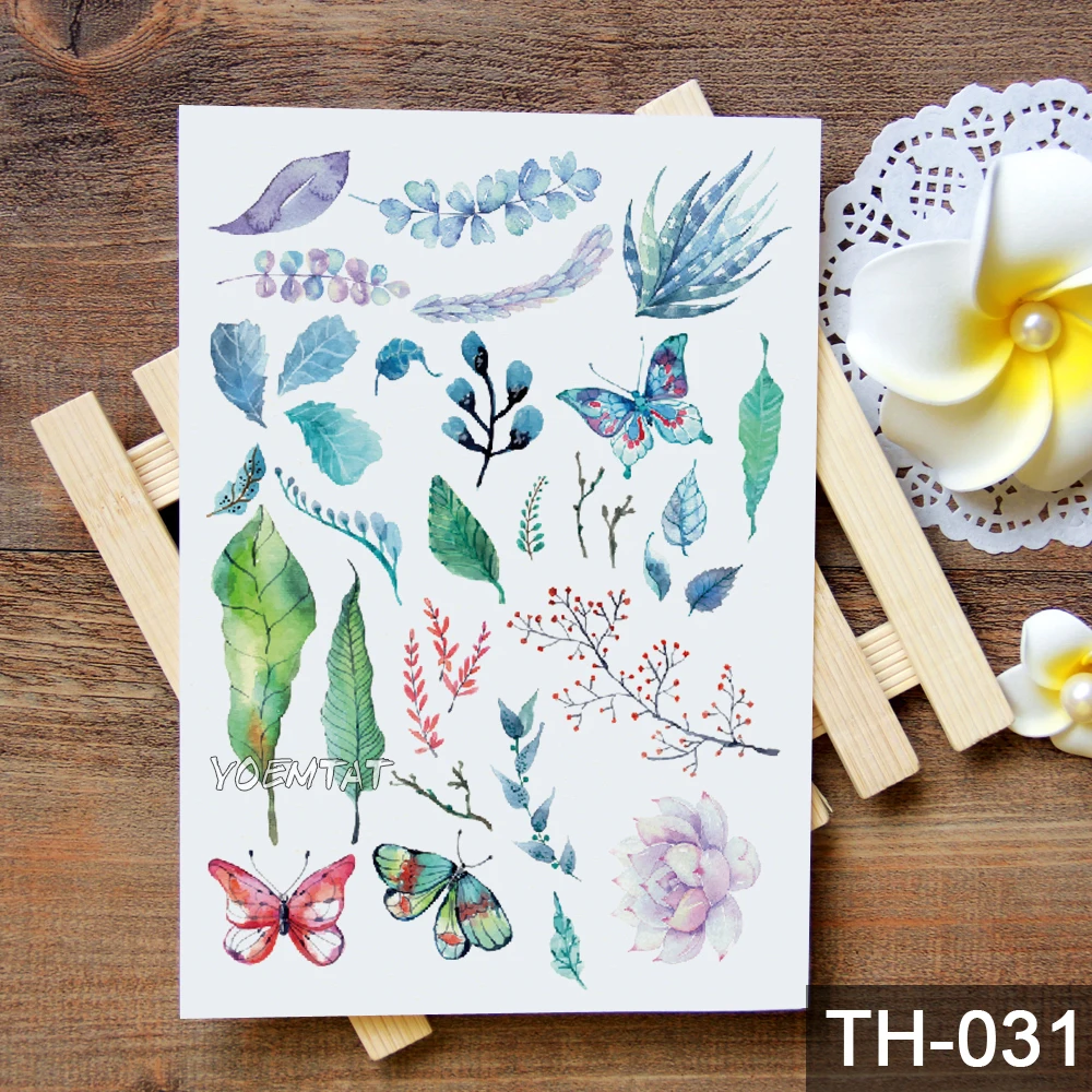 Waterproof Temporary Tattoo Sticker Leaves Flowers Kids Cute Tatoo Arm Neck Sexy Body Art Fake slut Tatto Women Men | Красота и