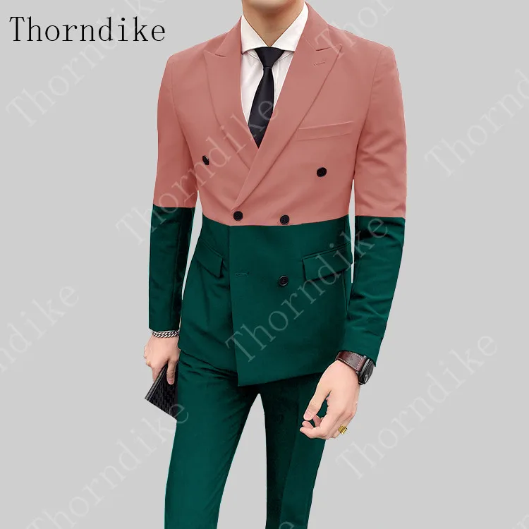 Мужской приталенный костюм Thorndike двубортный с прострочкой вечерние костюмы для