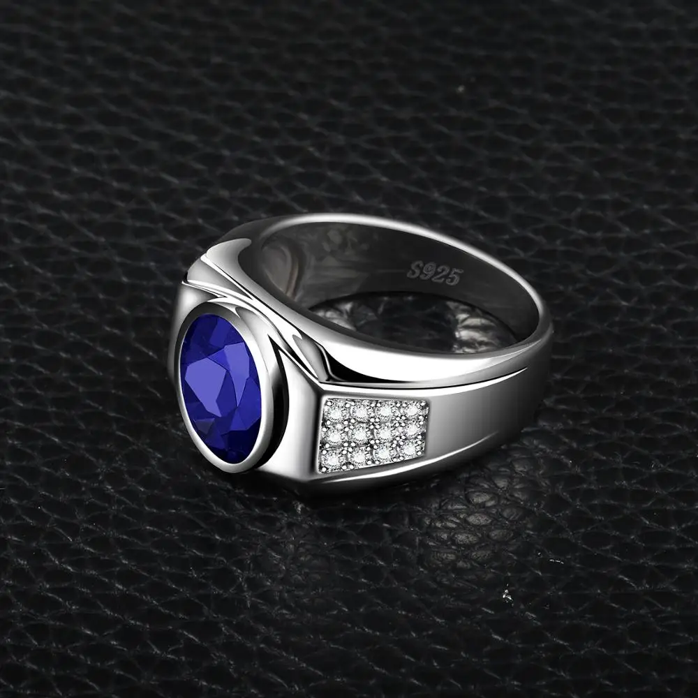 Jewelrypalace овальное Для мужчин создан сапфир Юбилей Обручение обручальное кольцо 925 пробы серебро Для мужчин, кольцо, кольцо из нержавеющей стали Модные украшения