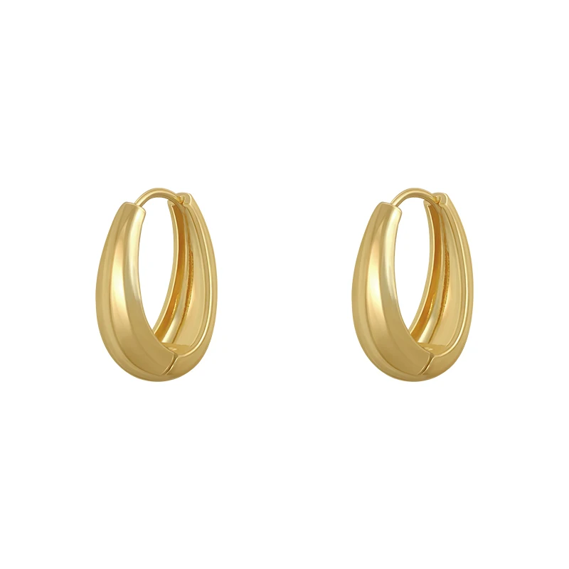 

New Classic Copper Alloy Smooth Metal Hoop Earrings For Woman 2021 Fashion Korean Jewelry Temperament Girl's Daily Wear earrings