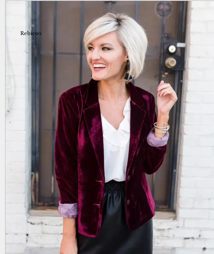 Пикантный Золотой бархатный маленький костюм с V-образным вырезом осенняя Новая