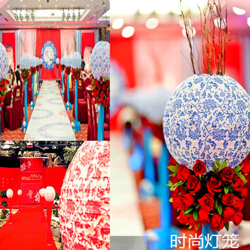 Новый 20/30/40 см Печатный &quotсиний и белый фарфор&quot Круглый Китайский бумажный