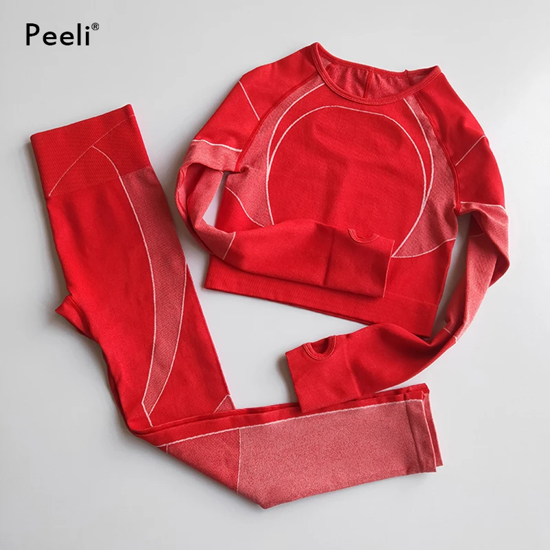 Бесшовный комплект из 2 предметов женский спортивный костюм для йоги