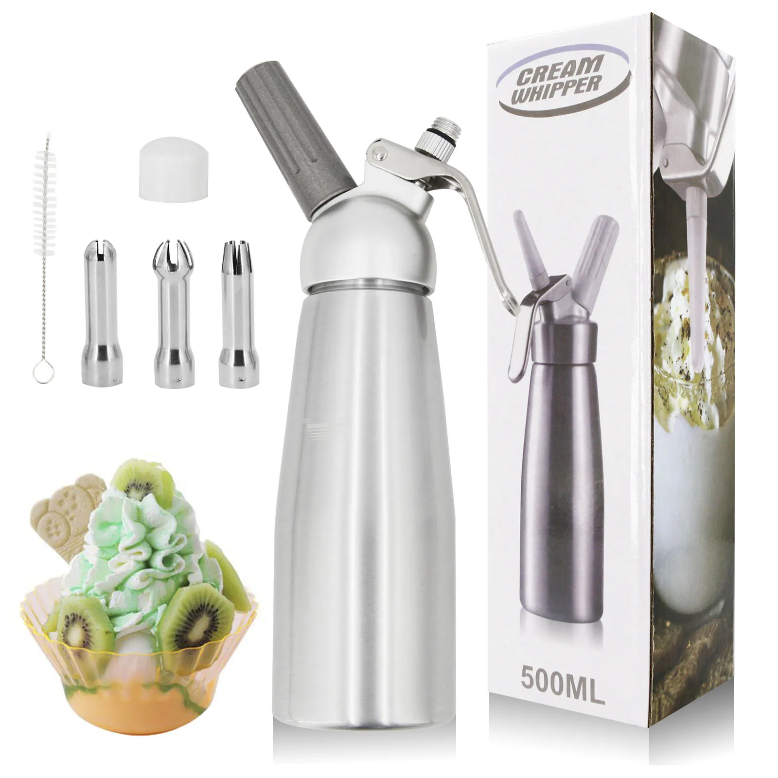 Профессиональный пистолет для вспенивания крема из нержавеющей стали/алюминия