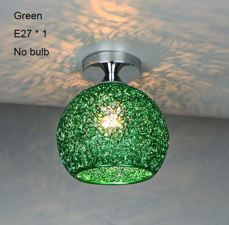 Green no bulb Светодиодный потолочный светильник, современный потолочный светильник, промышленный плафон, светодиодный светильник, потолочный светильник для гостиной, спальни, коридора, крыльца, балкона, для дома, E27 - Цвет корпуса: Green no bulb