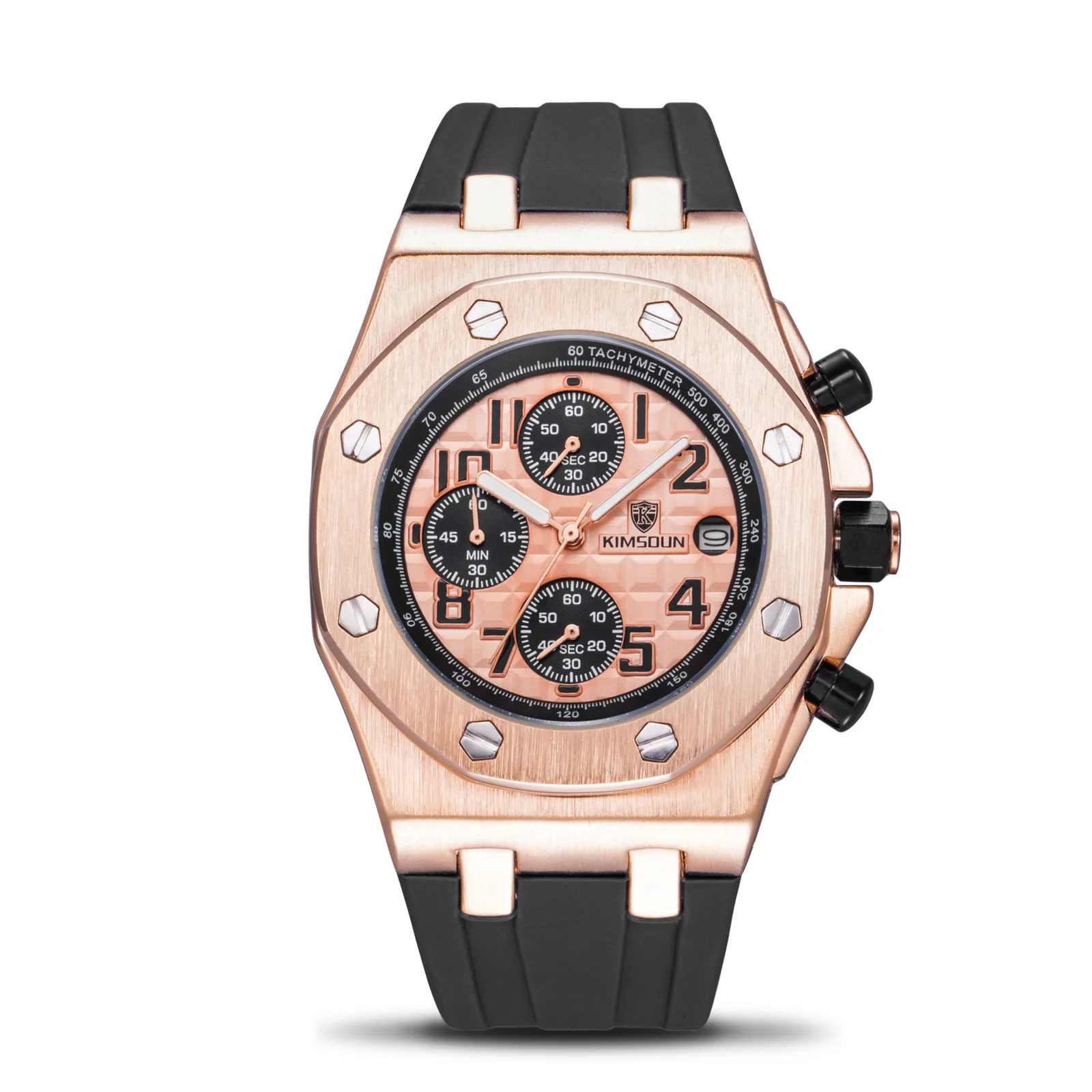 Switzerland Royal Rolexable Japan Miyota кварц модные часы мужские силиконовые три глаза многофункциональный водонепроницаемый montre homme - Цвет: Серебристый