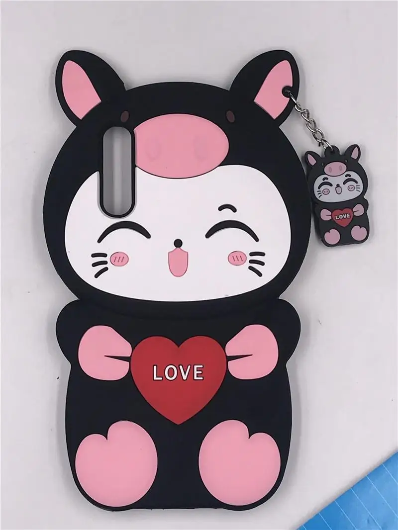 

New Lovely 3D Cartoon Cat Love Heart Pendant Soft Silicone Phone Cover Case For Samsung GALAXY S8 S9 Plus A20 A30 A50 Phone Case