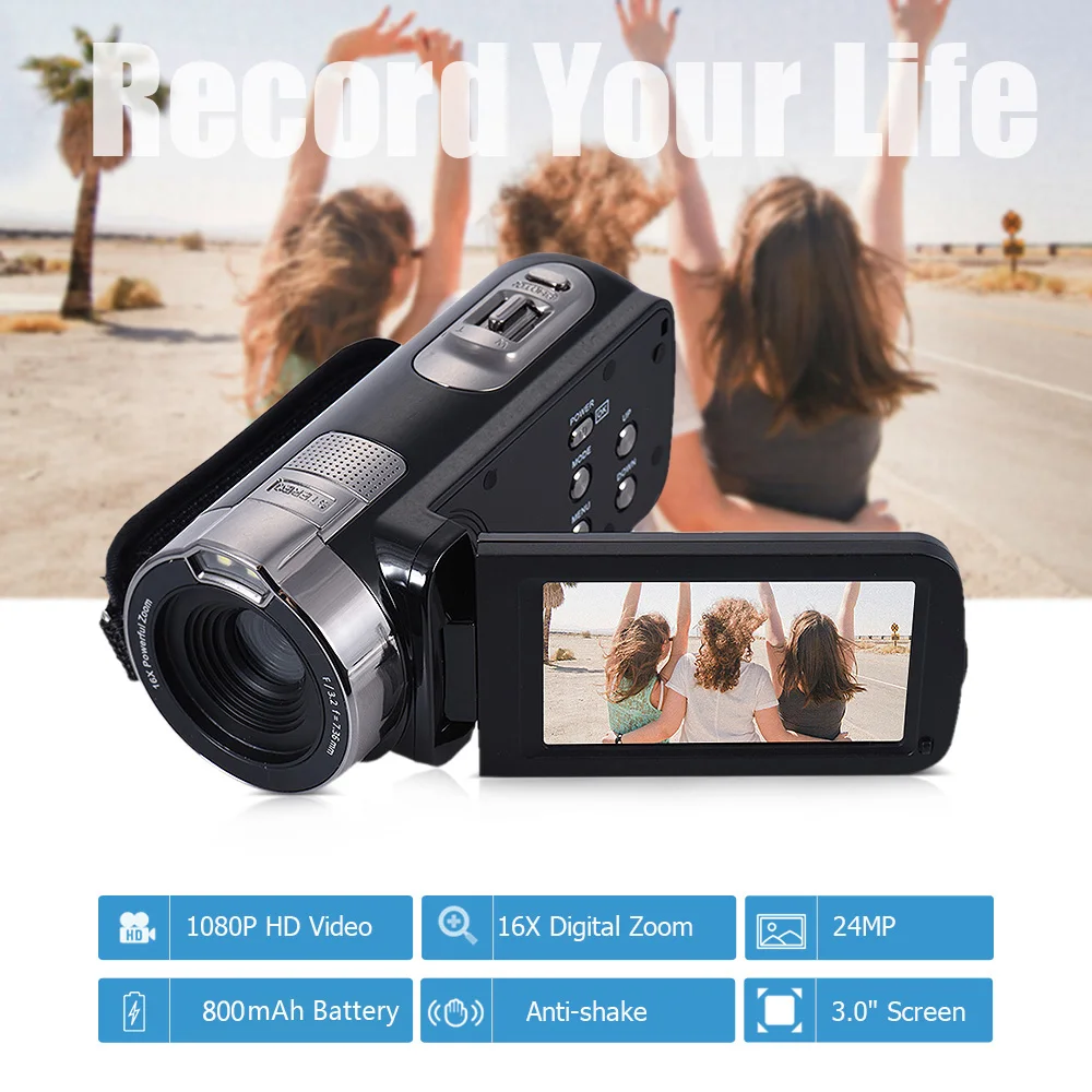 Смартфон Andoer 3 0 дюйма ЖК-экран Full HD 1080P 15 кадров/с 24 МП 16-кратный цифровой зум