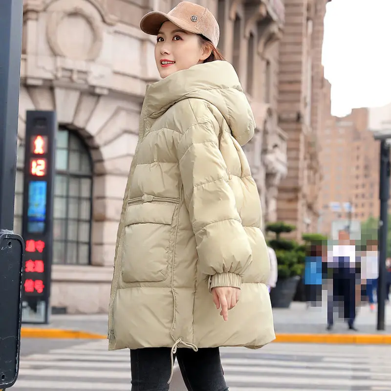 

Women 2021 Winter Fashion New Hooded Jacket Female White Duck Down Coats Thick Warm Parkas Ladies Casual Snow Outerwear A653