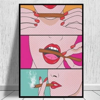 lipstick sexy lady oil painting sofa background wall decorative painting canvas poster for living room bedroom dining room wall