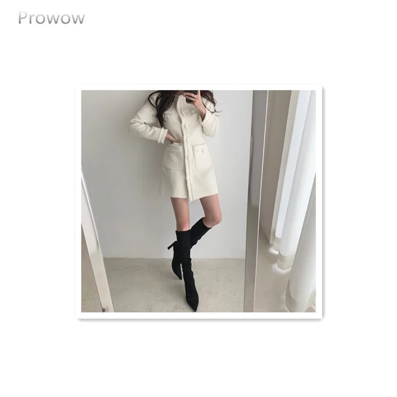 

2020 Autumn Winter White Midi Dress for Woman Evening Dress Harajuku Kpop Korean Style Woman Clothing