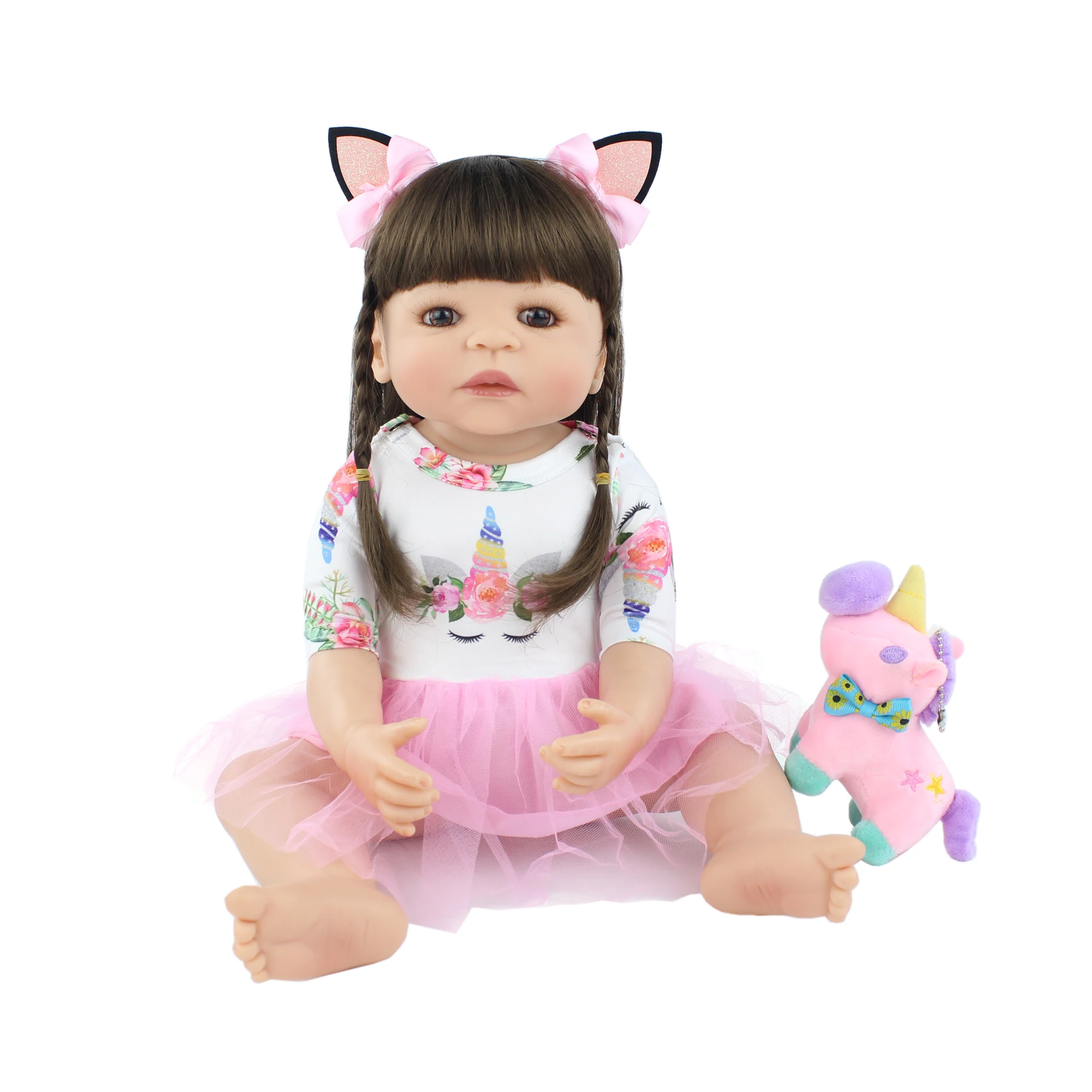 55 см полный Силиконовый Reborn Baby Doll игрушка для девочки новорожденная принцесса