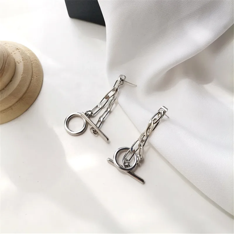 Винтажные модные серьги гвоздики с металлической цепочкой в стиле панк хип хоп