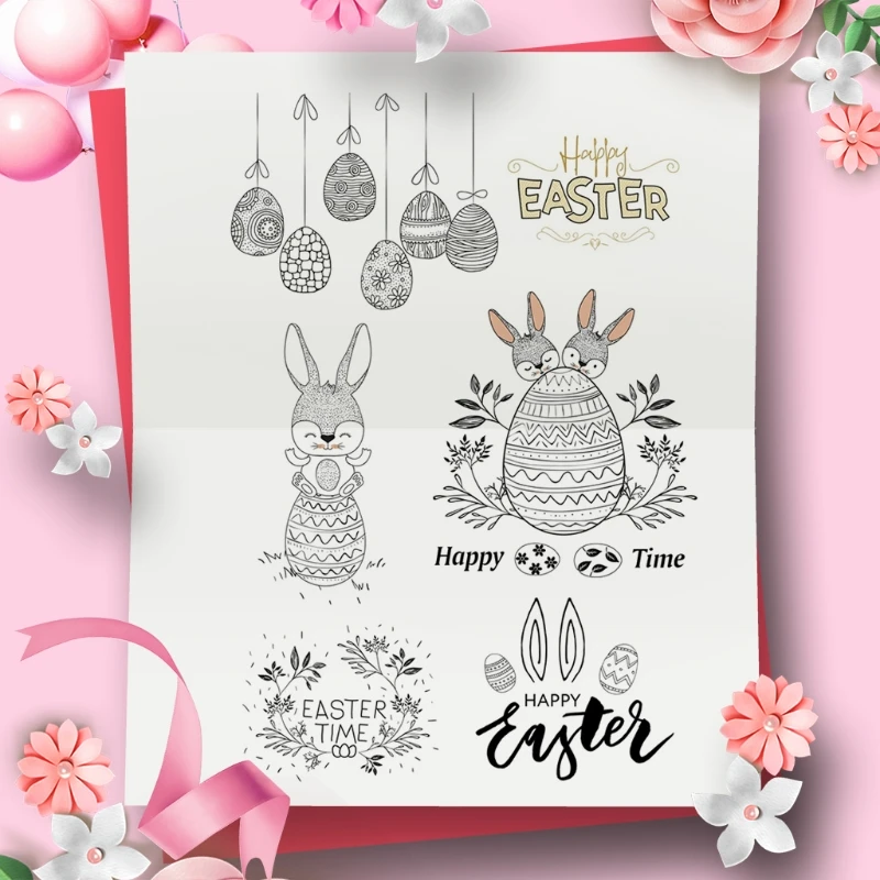 

Happy Easter DIY Silicone Clear Stamp Cling Seal Scrapbook Embossing Album Craft