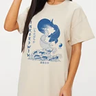 Футболка женская в японском стиле с рисунком рыбы кои, винтажная размера плюс уличная одежда в стиле Харадзюку, изображение Инь Янь, эстетическая одежда