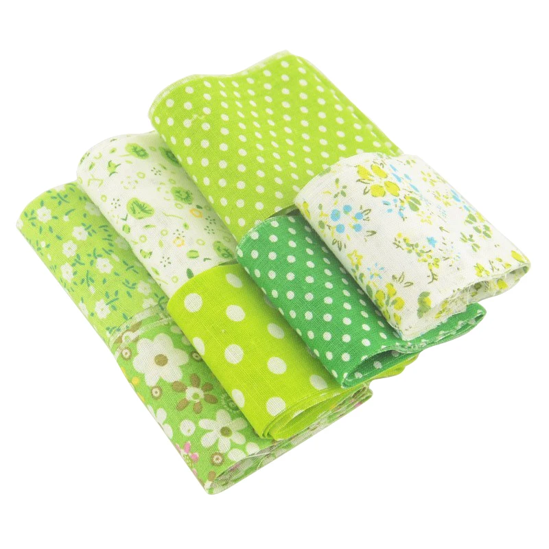 100%cotton jelly roll green sets 5cmx100cm customized quilting textile 7pcs/ lot fabric strips for sewing doll's cloths tildas|cloth fabric|fabric