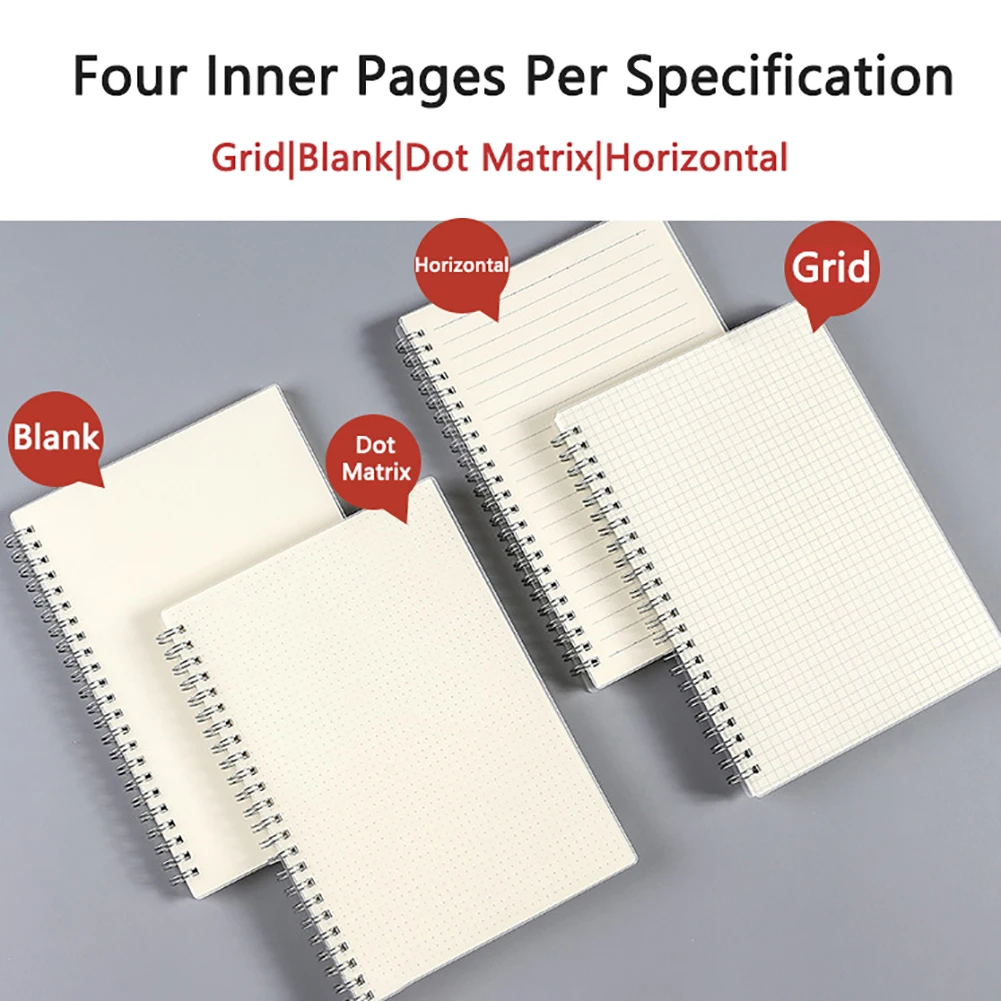 

3Pcs A5 Dot Grid Notebooks Spiral Lined Diary with 80 Sheets Sketchbook Paper with Transparent Hardcover bag
