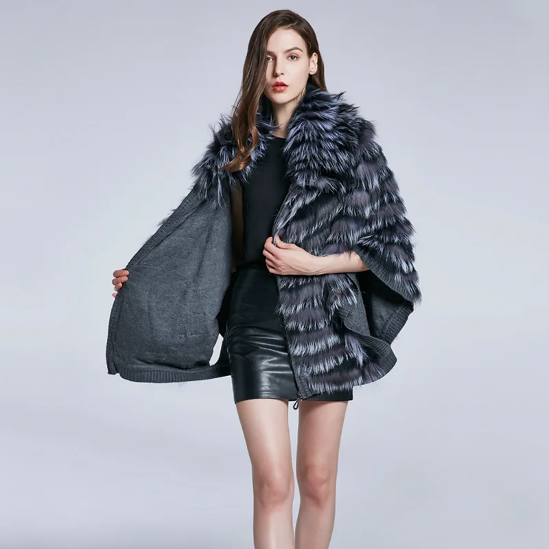 

Short Three Quarter Sleeves Patchwork Thick Warm Genuine Leather With Fox Collar Real Fur Winter Outwear Clothes For Women