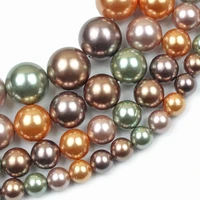 gold pink green natural shell pearl round loose spacer finding beads for jewelry making diy pendant bracelet 15 681012mm