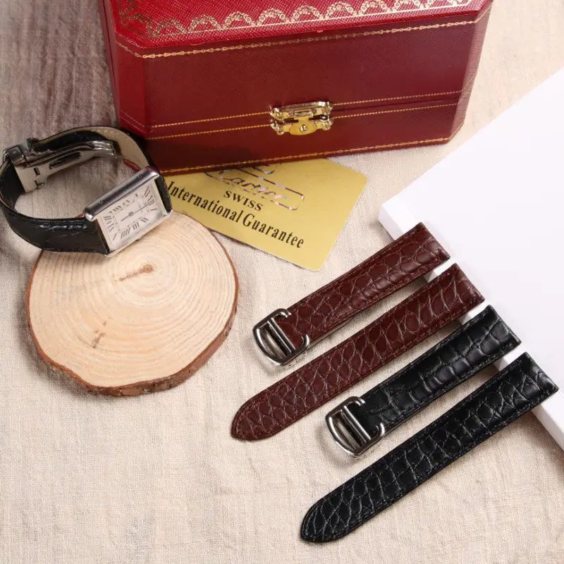 Watchband Crocodile Skin Watch Strap 1618/20/22mm Bracelet for Men/Woman Replace Watchbands for Cartier Tank Solo enlarge