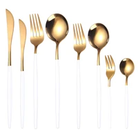8pcs gold dinnerware set stainless steel cutlery set dessert fork knife spoon tableware set flatware set home silverware set