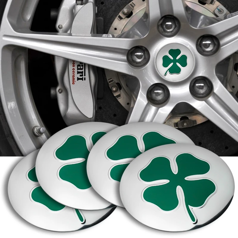 

4pcs 56mm Four leaf clover Car Wheel Center Hub Caps Accessories Decoration For Alfa Romeo 147 159 GT Giulia Giulietta Stelvio