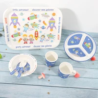 creative cartoon baby tableware dinner plate dishes spoon set children feeding food imitation porcelain light and portable