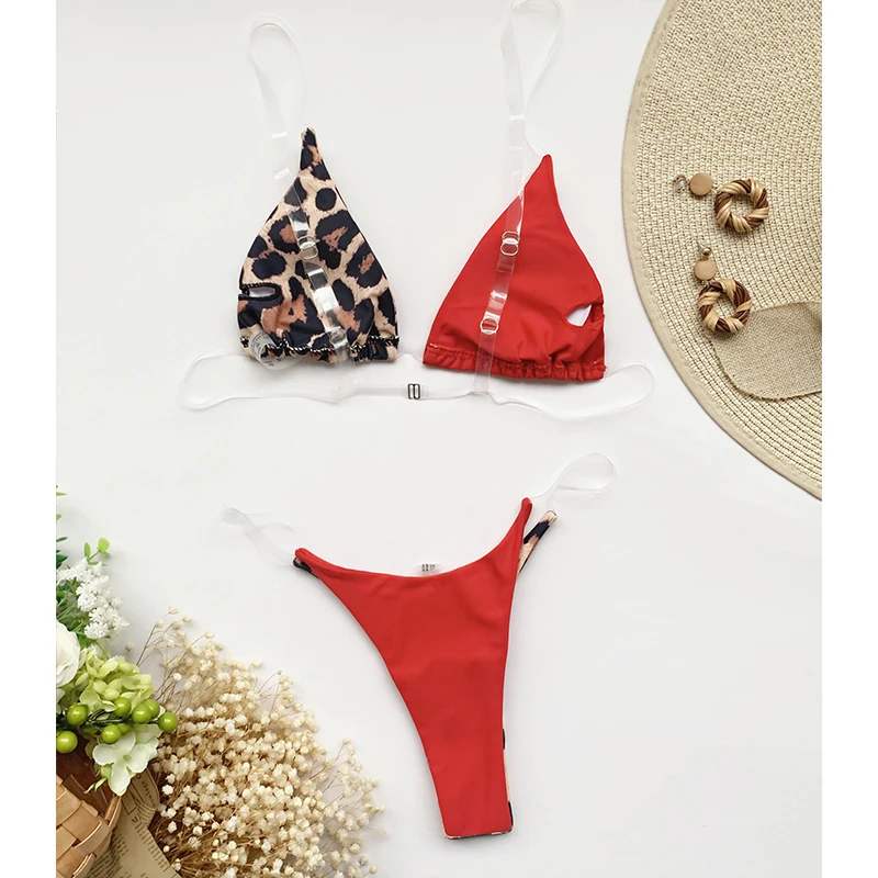 

Rivertrip Leopard Bikini Set Push Up Swimwear Women Sexy Thong Women's Swimsuits 2021 Patchwork Bathing Suit Brazilian Bikinis