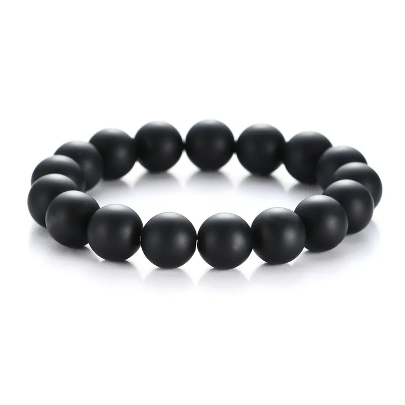 High Quality Real Black Obsidian Handrow Tourmaline Stone Men Bracelet Bangles Fashion Hand String Row Women Yoga Jewelry images - 6