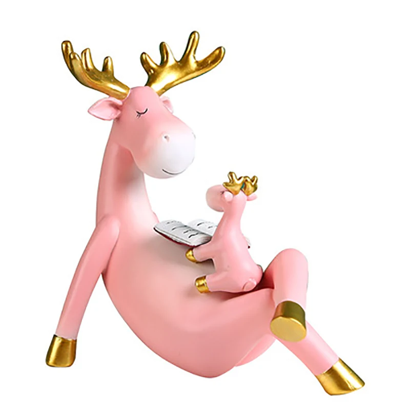 

Statues Cute Ornaments Home Modern Decoration Resin Deer Desk Sculptures Figurines For Interior Room Ornaments Home Decor Craft