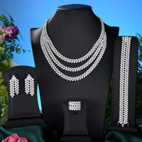 soramoore luxury trendy 4pcs nigerian charms jewelry set for women wedding zircon indian african bridal jewelry set
