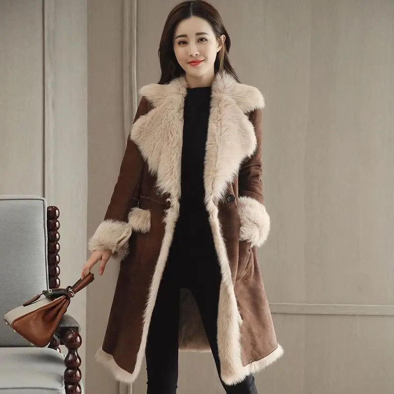 Женское шерстяное пальто зимнее из овечьей шерсти длинное Стильное женское