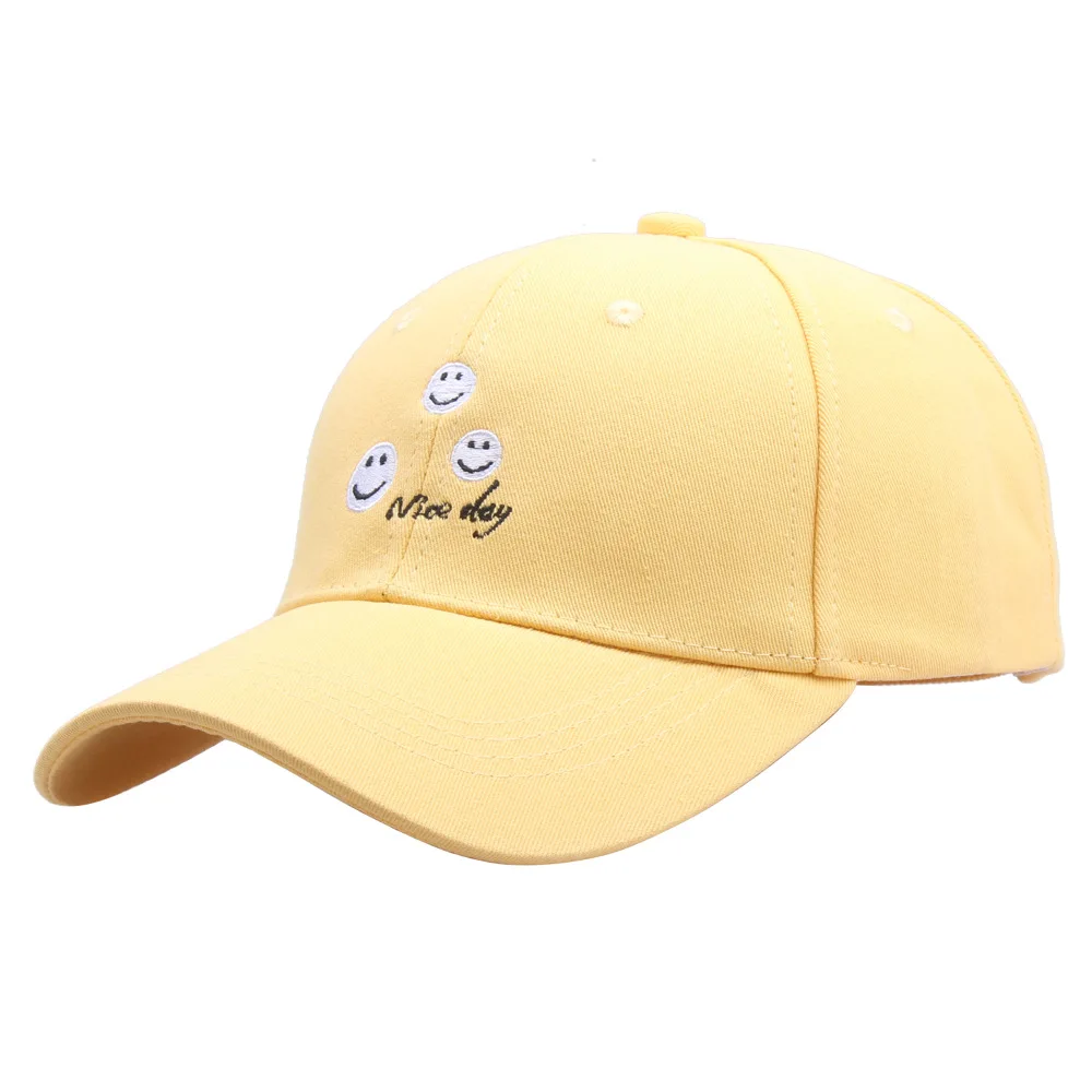 

2021 Unisex Women's Smile Face Baseball Caps For Men Embroidery Girls Adjustable Outdoor Snapback Cap Boy Summer Travel Dad Hats