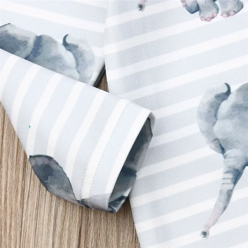 

Cute Newborn Kids Baby Boy Girl Romper Jumpsuit Bodysuit Elephant Outfits Set