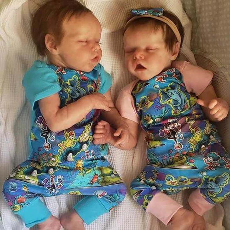 

17" RealisticReborn Baby Doll Girl Twins, silicone, original soft, toddler doll toy, 2-5 years old, holiday gift, birthday gift
