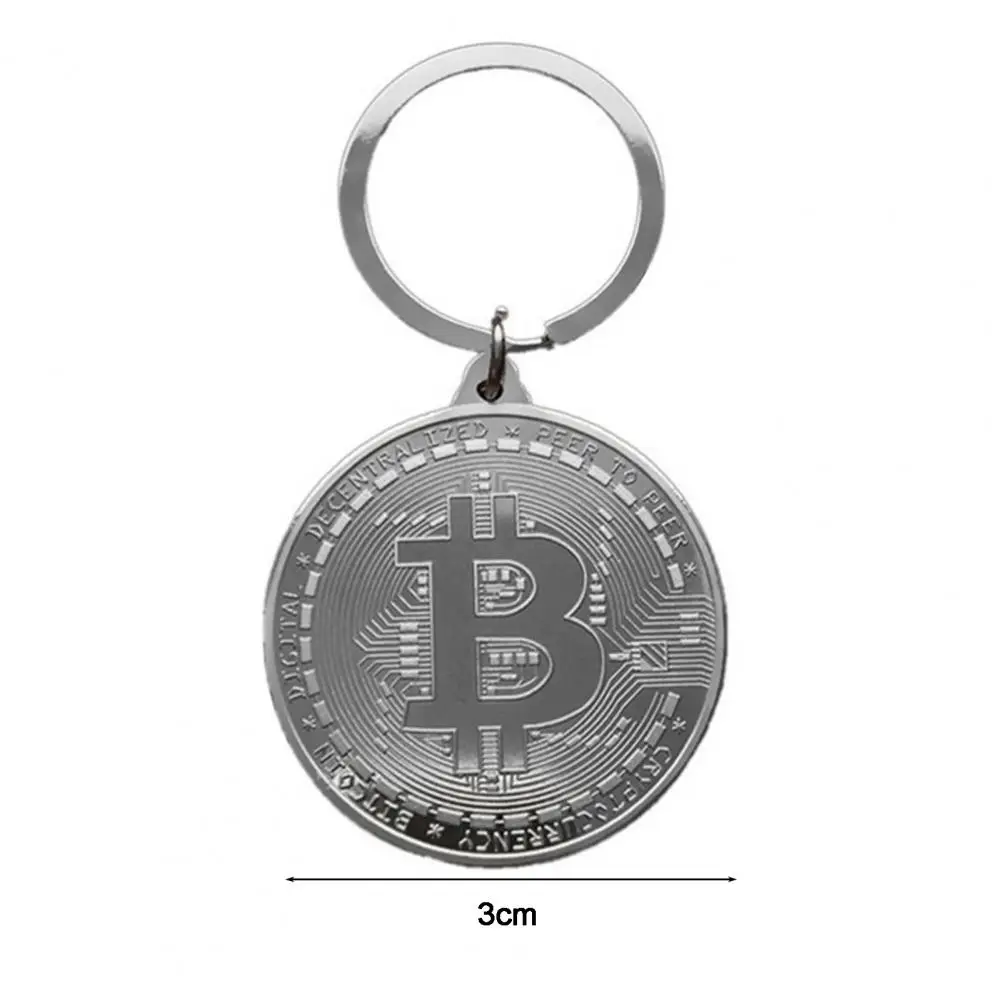 

Key Holder Bitcoin Pattern Pendant Art Collection Coin Jewelry Accessories Metal Handbag Hanging Decorating Car Bag Key Chain