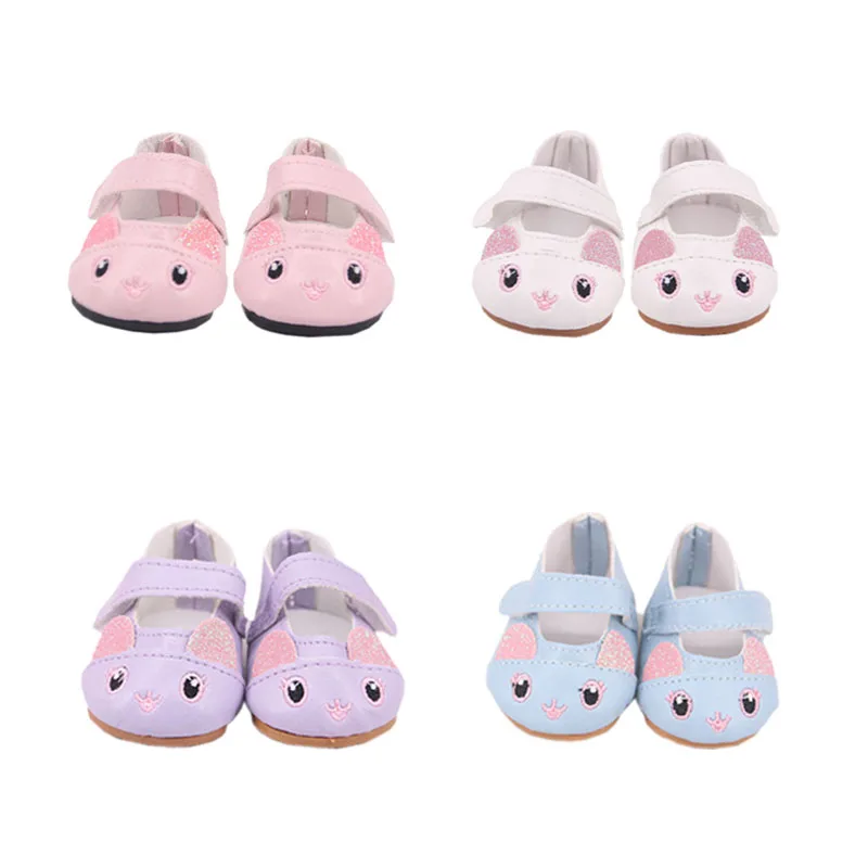 Кожаные ботинки с кошачьими ушками и бантом для кукол размер 43 см|Куклы| |