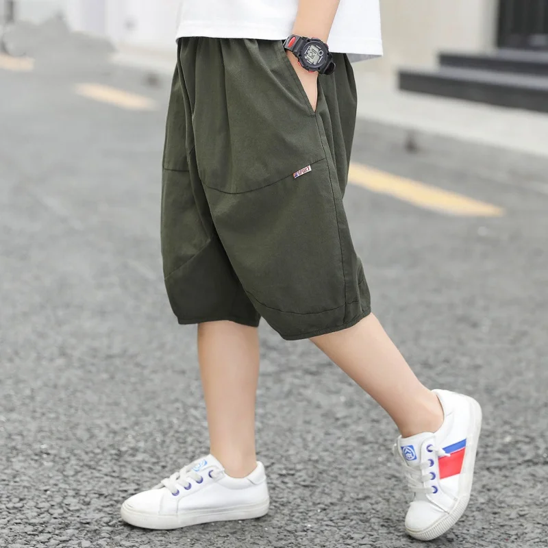 Летние спортивные и повседневные свободные однотонные штаны для мальчиков