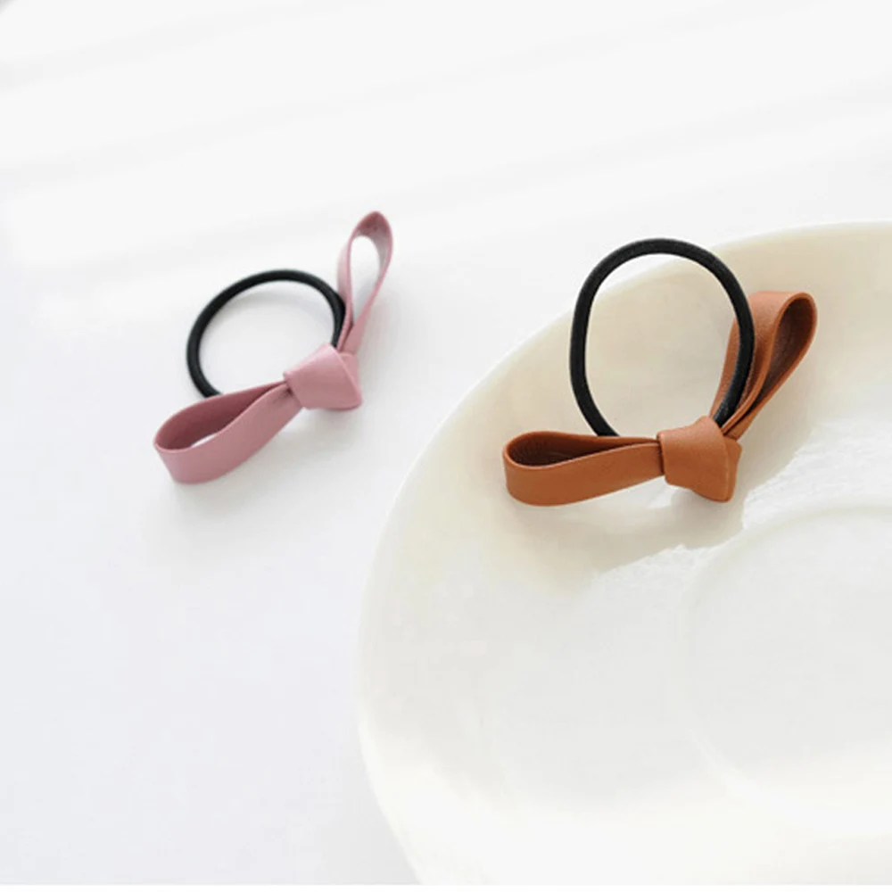 1 шт. простой модный кожаный бант для волос женщин и девочек однотонный ленточный
