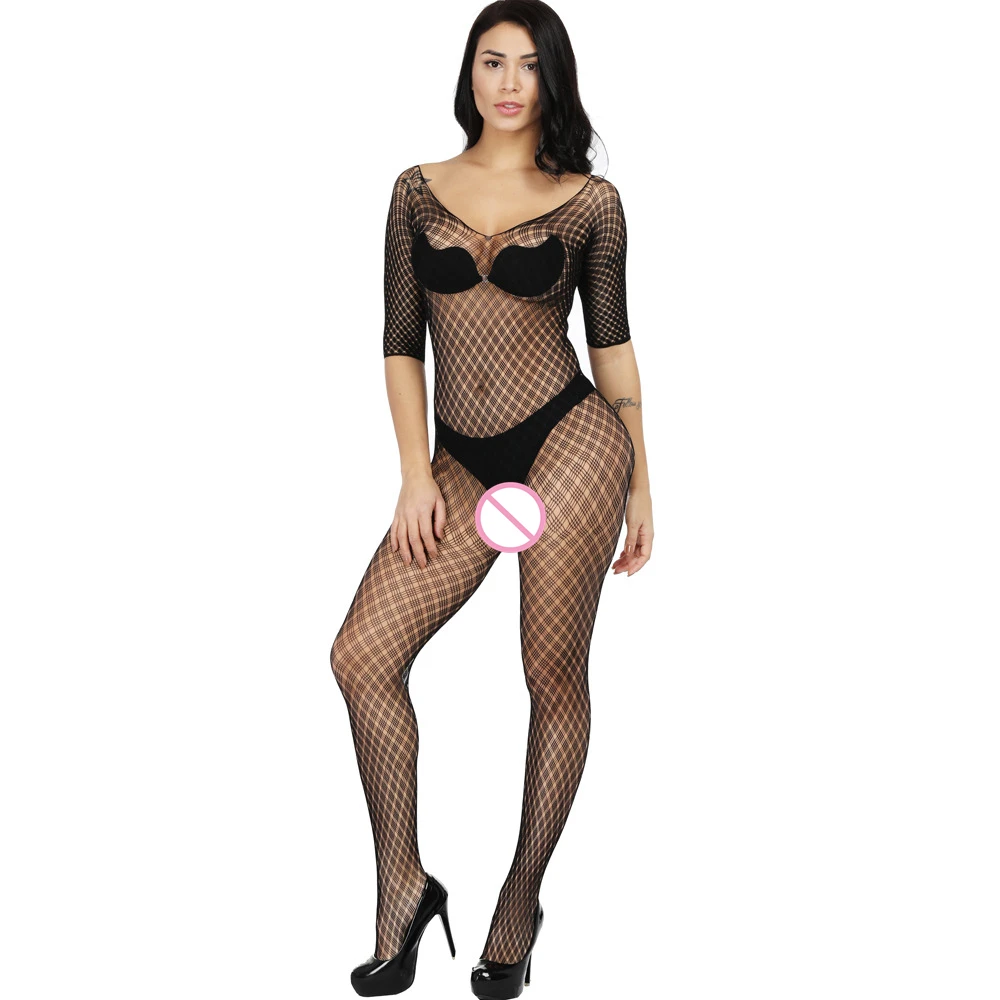 Plus Size Women Sexy Lingerie Open Crotch Body Stockings Fishnet Babydoll Bodysuit Full Mesh Fetish Pantyhose Underwear | Тематическая