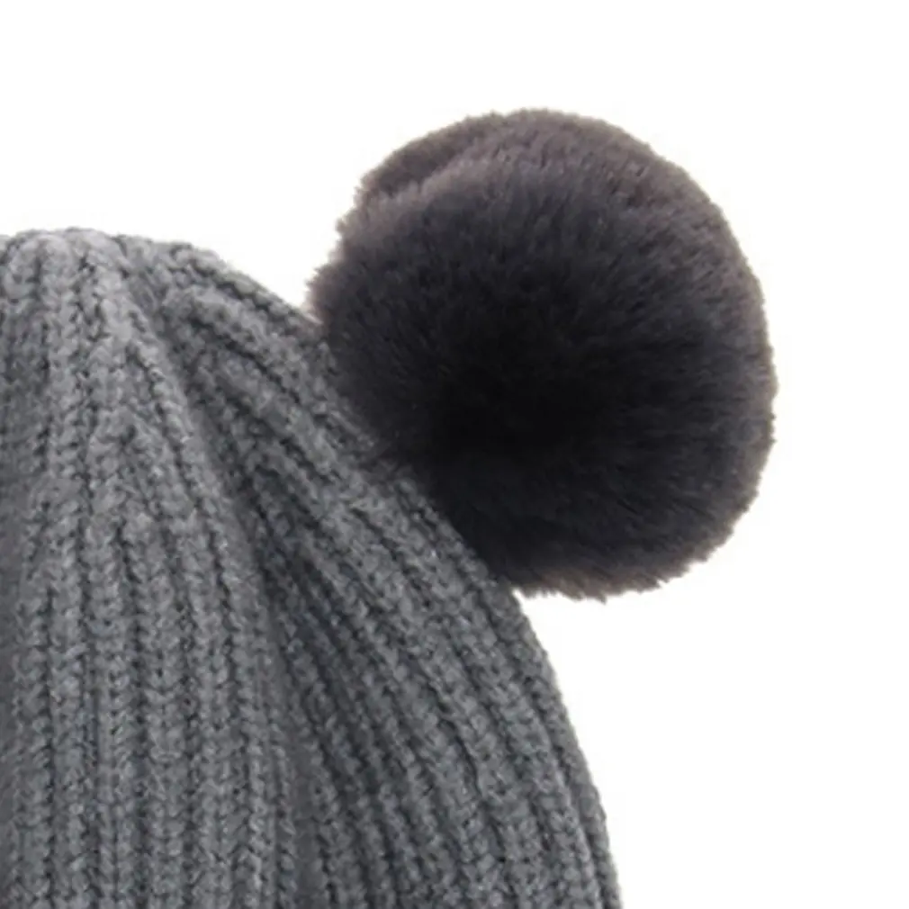 Зимние вязаные детские шляпы 2018 для мальчиков и девочек Милые однотонные шляпа с