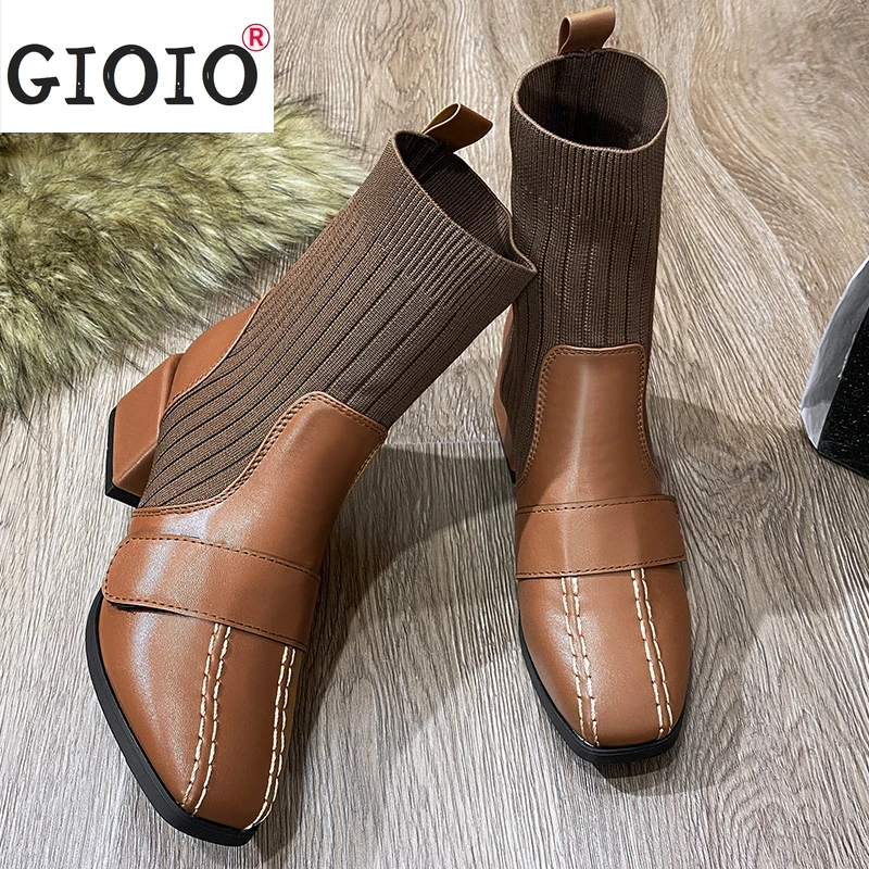 

Women Boots Shoes For Women 2021 Autumn Winter New Mixed Colors Chelsea Boots Ladies Slip-On Round Toe Ankle Boots Female Shoes