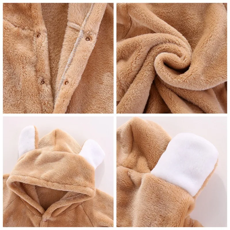 

Baby Boy Girls Rompers Cotton Cartoon Ear Hoodie Design Romper Clothes Casual Long Sleeve Outerwear Winter Clothing