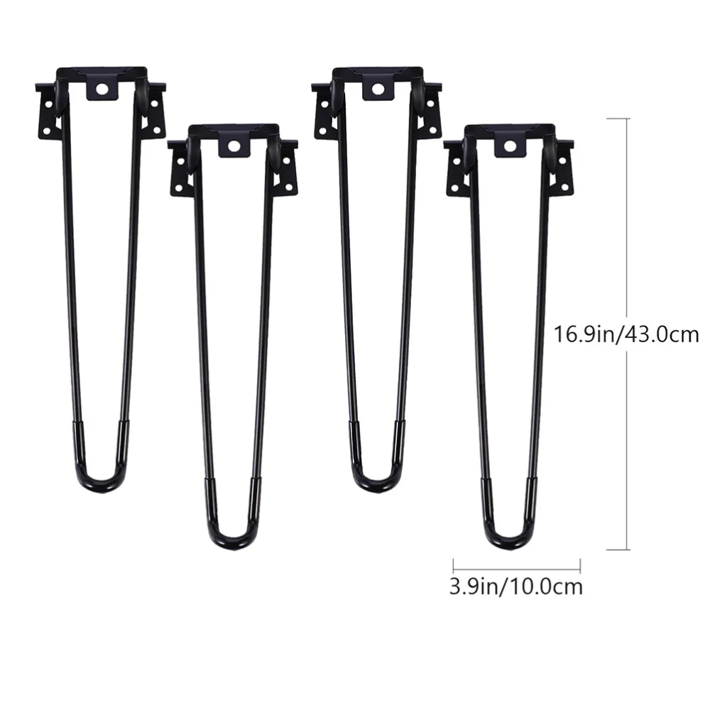 

4Pcs Folding Table Legs Iron Table Feet Home Computer Desk Legs (Black)