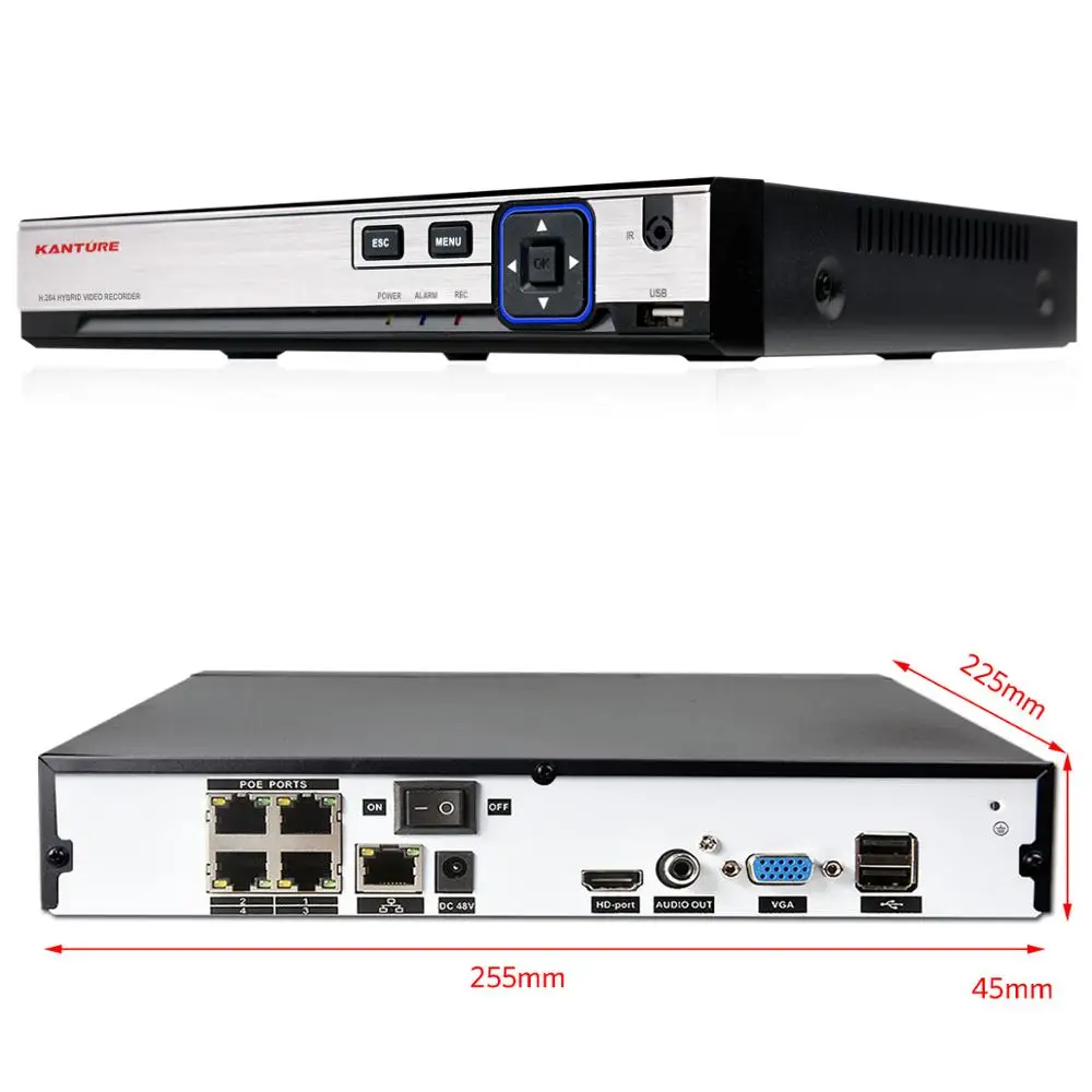 H.265 8CH 4MP видеонаблюдение POE система NVR 4 шт. 48V 2.0MP 1080P Аудио запись