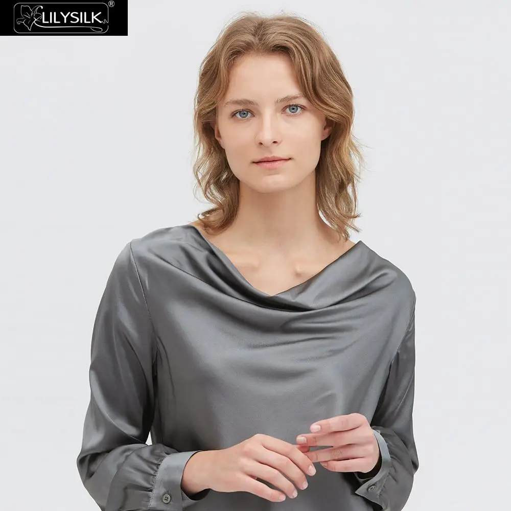 Шелковая блузка LilySilk с воротником Хомутом новинка бесплатная доставка|Блузки| |