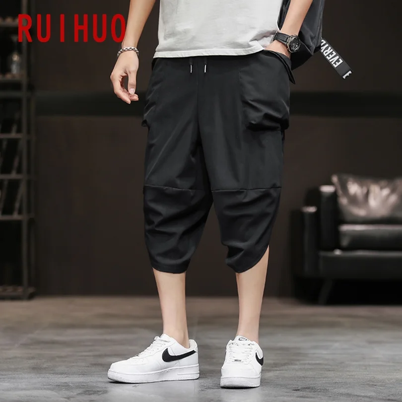 

RUIHUO Casual Pants Men Clothing Calf-Length Sweatpants Men Japanese Streetwear Men Pants M-5XL 2021 New Arrival