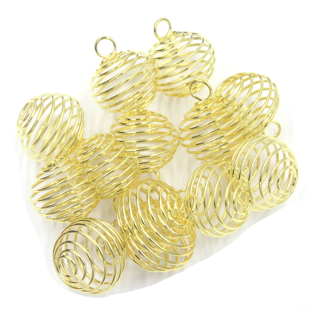 50 шт. спиральные бусины золотого цвета кулоны клетки для самостоятельного